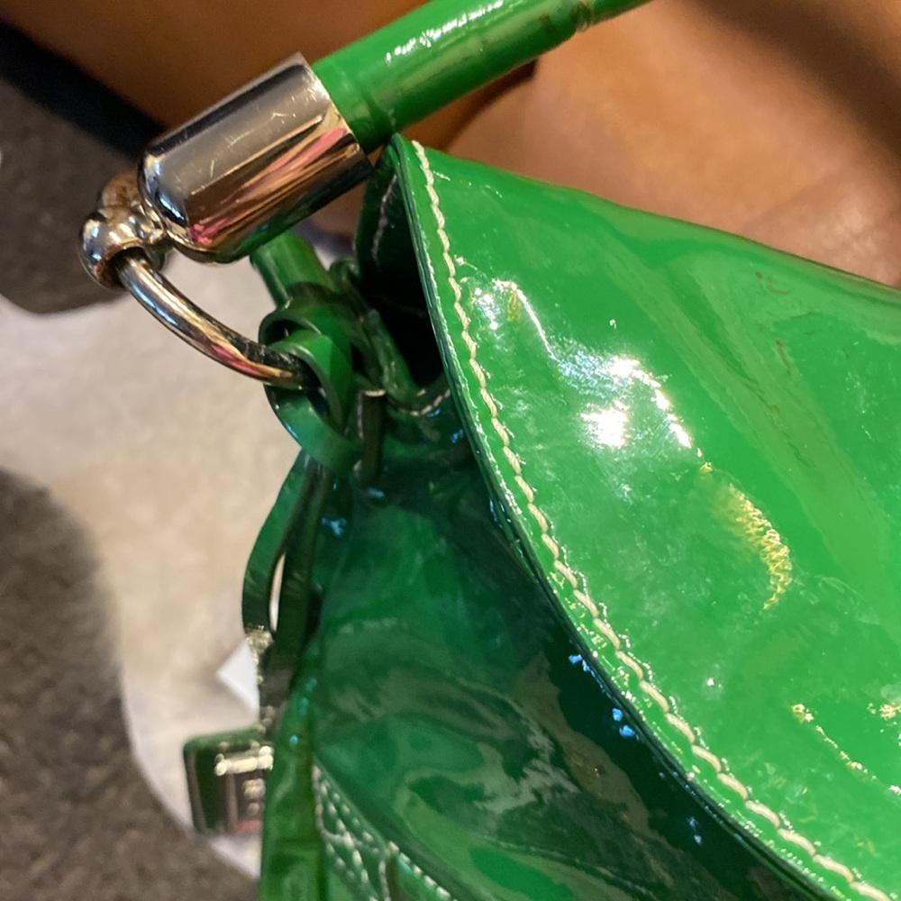 Badgley Mischka Nina Studded Satchel handbag green Smooth Leather - Picture 2 of 7